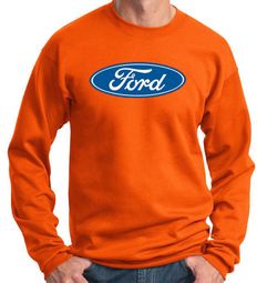 Ford Logo Sweatshirt - Oval Emblem Adult Orange Sweat Shirt