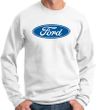 Ford Logo Sweatshirt - Oval Emblem Adult White Sweat Shirt