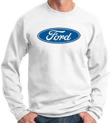 Ford Logo Sweatshirt - Oval Emblem Adult White Sweat Shirt