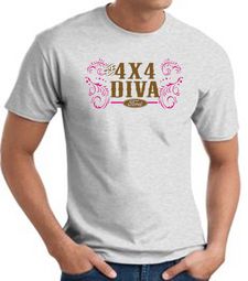 Ford Logo T-Shirt - 4x4 Diva Classic Car Adult Ash Tee Shirt