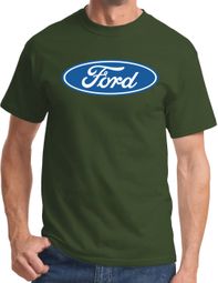 Ford Logo T-shirt - Oval Emblem Classic Car Adult Army Green Tee Shirt