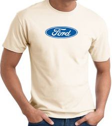 Ford Logo T-shirt - Oval Emblem Classic Car Adult Natural Tee Shirt