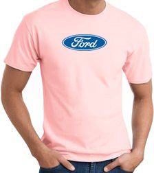 Ford Logo T-shirt - Oval Emblem Classic Car Adult Pink Tee Shirt