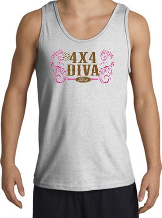 Ford Logo Tank Top - 4x4 Diva Classic Car Adult Ash Tanktop