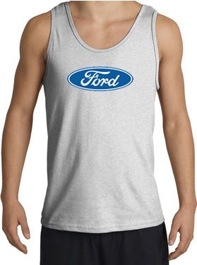 Ford Logo Tank Top - Oval Emblem Classic Car Adult Ash Tanktop
