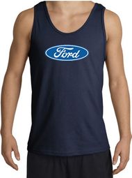 Ford Logo Tank Top - Oval Emblem Classic Car Adult Navy Tanktop