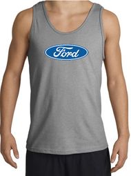 Ford Logo Tank Top - Oval Emblem Classic Car Adult Sports Grey Tanktop