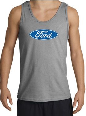 Ford Logo Tank Top - Oval Emblem Classic Car Adult Sports Grey Tanktop