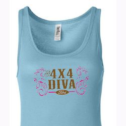 Ford Logo Tanktop 4X4 Diva Ladies Longer Length Tank Top
