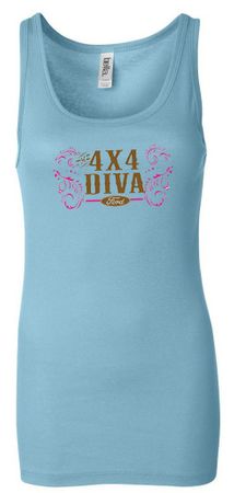 Ford Logo Tanktop 4X4 Diva Ladies Longer Length Tank Top
