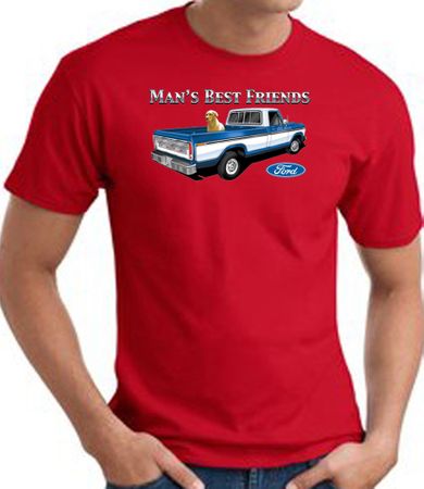 Ford Man's Best Friends Classic Truck Adult T-Shirt- Red