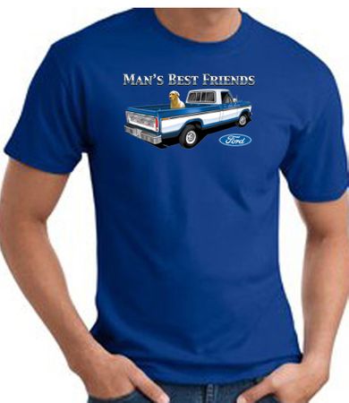 Ford Man's Best Friends Classic Truck Adult T-Shirt- Royal