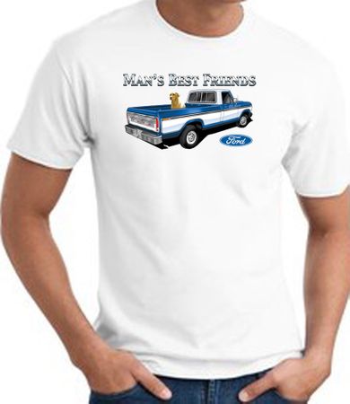 Ford Man's Best Friends Classic Truck Adult T-Shirt- White