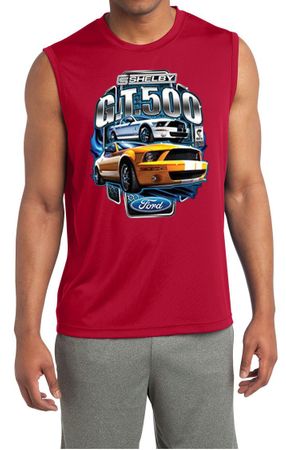 Ford Mens Shirt Yellow White GT500 Sleeveless Moisture Wicking Tee