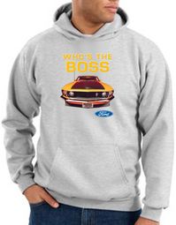 Ford Mustang Boss Hoodie Sweatshirt - Who's The Boss 302 Ash Hoody Ford Mustang Boss Hoodie Sweatshirt - Who's The Boss 302 Ash Hoody