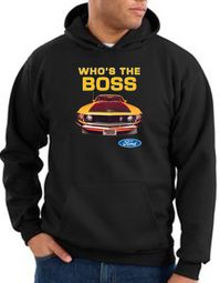 Ford Mustang Boss Hoodie Sweatshirt - Who's The Boss 302 Black Hoody Ford Mustang Boss Hoodie Sweatshirt - Who's The Boss 302 Black Hoody