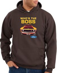 Ford Mustang Boss Hoodie Sweatshirt - Who's The Boss 302 Brown Hoody Ford Mustang Boss Hoodie Sweatshirt - Who's The Boss 302 Brown Hoody