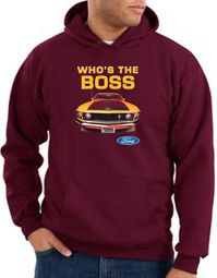 Ford Mustang Boss Hoodie Sweatshirt - Who's The Boss 302 Maroon Hoody Ford Mustang Boss Hoodie Sweatshirt - Who's The Boss 302 Maroon Hoody