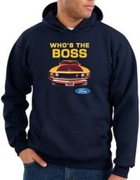 Ford Mustang Boss Hoodie Sweatshirt - Who's The Boss 302 Navy Hoody Ford Mustang Boss Hoodie Sweatshirt - Who's The Boss 302 Navy Hoody