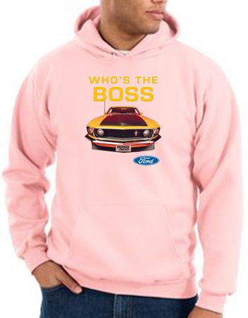 Ford Mustang Boss Hoodie Sweatshirt - Who's The Boss 302 Pink Hoody
