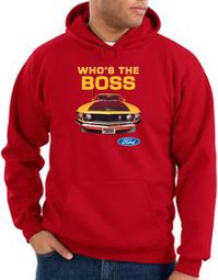 Ford Mustang Boss Hoodie Sweatshirt - Who's The Boss 302 Red Hoody Ford Mustang Boss Hoodie Sweatshirt - Who's The Boss 302 Red Hoody