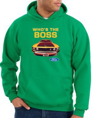 Ford Mustang Boss Hoodie - Who's The Boss 302 Kelly Green Hoody