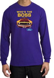 Ford Mustang Boss Long Sleeve Shirt - Who's The Boss 302 Adult Purple Ford Mustang Boss Long Sleeve Shirt - Who's The Boss 302 Adult Purple