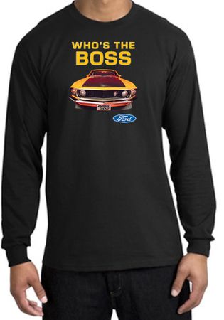 Ford Mustang Boss Long Sleeve Shirt - Who's The Boss 302 Black T-Shirt