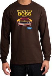 Ford Mustang Boss Long Sleeve Shirt -Who's The Boss 302 Dark Chocolate Ford Mustang Boss Long Sleeve Shirt -Who's The Boss 302 Dark Chocolate