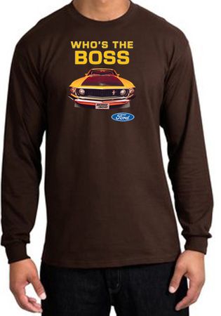 Ford Mustang Boss Long Sleeve Shirt -Who's The Boss 302 Dark Chocolate