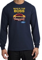 Ford Mustang Boss Long Sleeve Shirt - Who's The Boss 302 Navy T-Shirt Ford Mustang Boss Long Sleeve Shirt - Who's The Boss 302 Navy T-Shirt