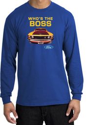 Ford Mustang Boss Long Sleeve Shirt - Who's The Boss 302 Royal T-Shirt Ford Mustang Boss Long Sleeve Shirt - Who's The Boss 302 Royal T-Shirt