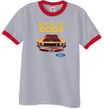 Ford Mustang Boss Ringer T-Shirt - Who's The Boss 302 Heather Grey/Red