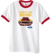 Ford Mustang Boss Ringer T-Shirt - Who's The Boss 302 White/Red Tee