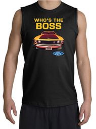 Ford Mustang Boss Shooter Shirt - Who's The Boss 302 Adult Black Shirt Ford Mustang Boss Shooter Shirt - Who's The Boss 302 Adult Black Shirt