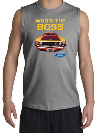 Ford Mustang Boss Shooter Shirt - Who's The Boss 302 Adult Sports Grey