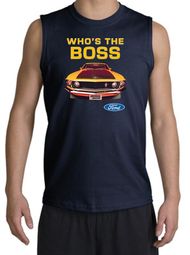 Ford Mustang Boss Shooter Shirt - Who's The Boss 302 Navy Muscle Shirt Ford Mustang Boss Shooter Shirt - Who's The Boss 302 Navy Muscle Shirt