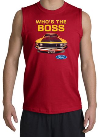 Ford Mustang Boss Shooter Shirt - Who's The Boss 302 Red Muscle Shirt