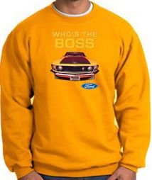 Ford Mustang Boss Sweatshirt - Who's The Boss 302 Gold Sweat Shirt Ford Mustang Boss Sweatshirt - Who's The Boss 302 Gold Sweat Shirt