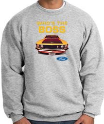 Ford Mustang Boss Sweatshirt - Who's The Boss 302 Grey Sweat Shirt Ford Mustang Boss Sweatshirt - Who's The Boss 302 Grey Sweat Shirt