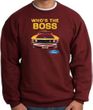 Ford Mustang Boss Sweatshirt - Who's The Boss 302 Maroon Sweat Shirt