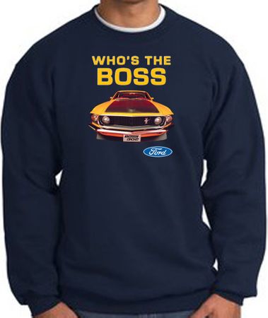 Ford Mustang Boss Sweatshirt - Who's The Boss 302 Navy Sweat Shirt