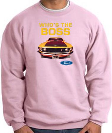 Ford Mustang Boss Sweatshirt - Who's The Boss 302 Pink Sweat Shirt