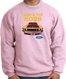 Ford Mustang Boss Sweatshirt - Who's The Boss 302 Pink Sweat Shirt Ford Mustang Boss Sweatshirt - Who's The Boss 302 Pink Sweat Shirt