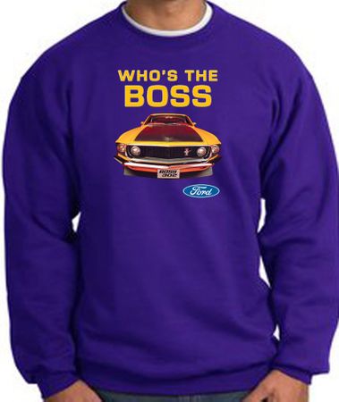 Ford Mustang Boss Sweatshirt - Who's The Boss 302 Purple Sweat Shirt
