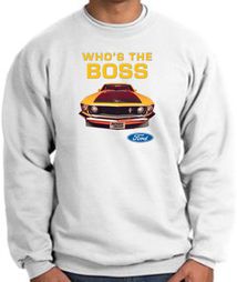 Ford Mustang Boss Sweatshirt - Who's The Boss 302 White Sweat Shirt Ford Mustang Boss Sweatshirt - Who's The Boss 302 White Sweat Shirt