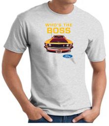 Ford Mustang Boss T-Shirt - Who's The Boss 302 Adult Ash Tee Shirt Ford Mustang Boss T-Shirt - Who's The Boss 302 Adult Ash Tee Shirt