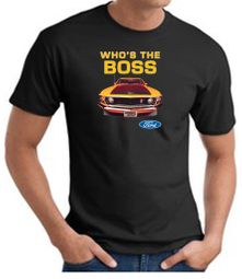 Ford Mustang Boss T-Shirt - Who's The Boss 302 Adult Black Tee Shirt Ford Mustang Boss T-Shirt - Who's The Boss 302 Adult Black Tee Shirt