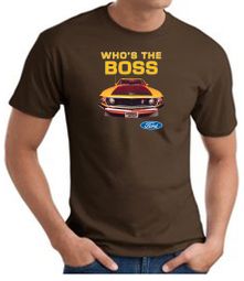 Ford Mustang Boss T-Shirt - Who's The Boss 302 Adult Brown Tee Shirt Ford Mustang Boss T-Shirt - Who's The Boss 302 Adult Brown Tee Shirt