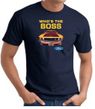 Ford Mustang Boss T-Shirt - Who's The Boss 302 Adult Navy Tee Shirt